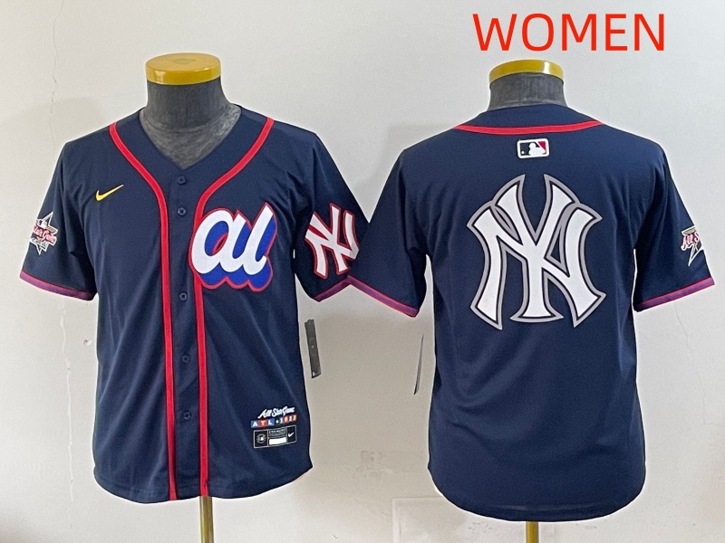 Women 2025 New York Yankees Blank Drak Blue All star Blank Blue Nike MLB Jersey style 12